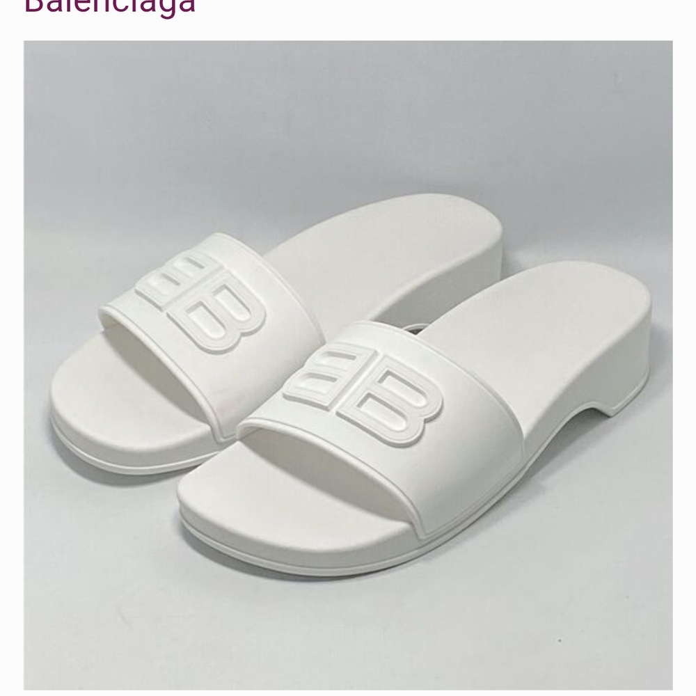 Balenciaga Women's White Slide Sandals